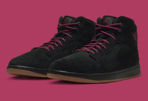 Air Jordan 1 Mid «Black/Team Red» получает отделку из лохматой замши