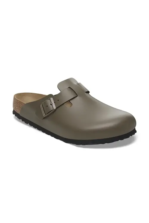 Кожаные шлепанцы Birkenstock Boston цвет зелёный 1029079