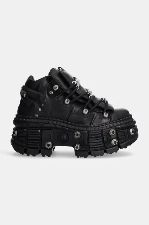 Кожаные кроссовки New Rock Crust Negro + Tank Casco Negro цвет чёрный M-WALL106-S25
