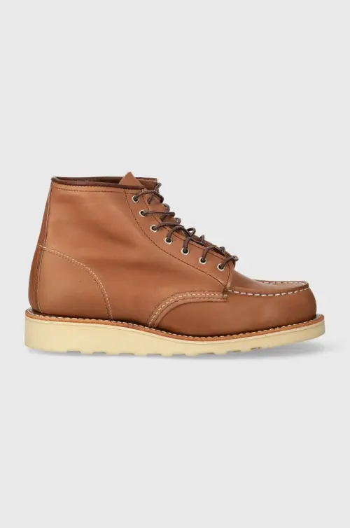 Кожаные полусапожки Red Wing 6-Inch Moc Toe женские цвет коричневый на плоском ходу 3426