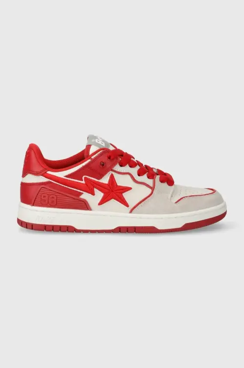 Кожаные кроссовки A Bathing Ape Bape Sk8 Sta #5 M2 цвет красный 1K30191312