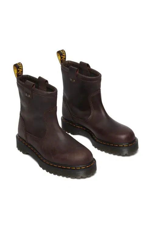 Кожаные полусапожки Dr. Martens Anistone Lo женские цвет коричневый на плоском ходу DM31880201