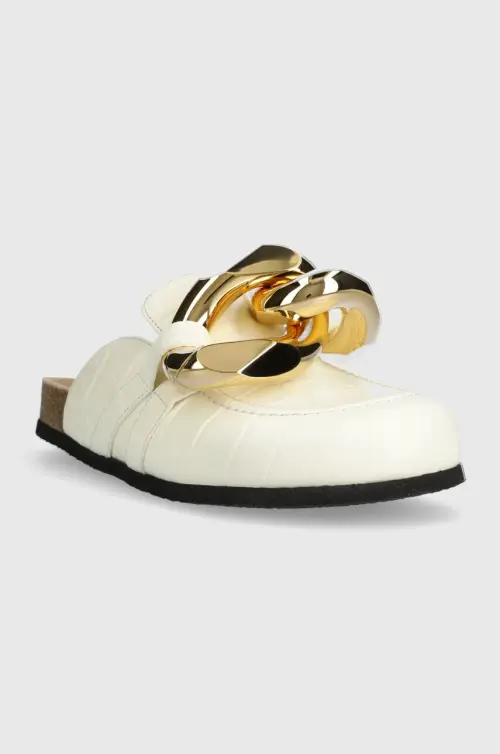 Кожаные шлепанцы JW Anderson Chain Loafer женские цвет бежевый ANW35004E