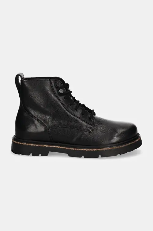 Кожаные полусапожки Birkenstock Highwood Lace Mid женские цвет чёрный на плоском ходу 1028510