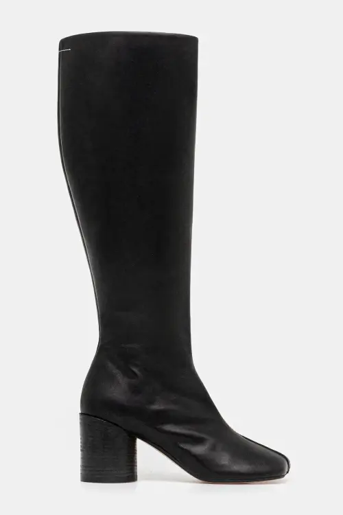 Кожаные сапоги MM6 Maison Margiela цвет чёрный каблук кирпичик S59WW0110.P5000.T8013