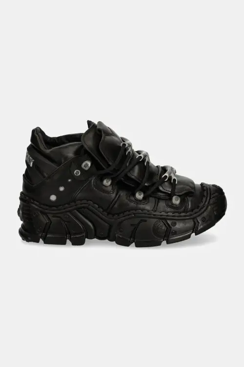 Кожаные кроссовки New Rock CRUST NEGRO + LUXOR NEGRO + IMPACT NEGRO цвет чёрный M-IMPACT016-C11