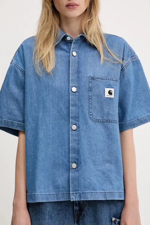 Джинсовая рубашка Carhartt WIP S/S Lovilia Shirt relaxed классический воротник I034558