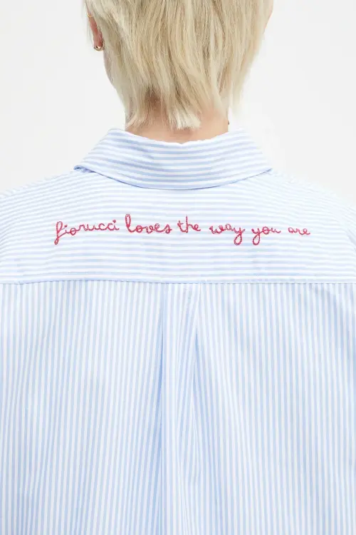 Хлопковая рубашка Fiorucci Striped Embroidered Drawstring Shirt женская relaxed классический воротник