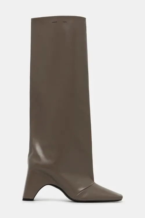 Кожаные сапоги Coperni Bridge Boot цвет коричневый каблук кирпичик