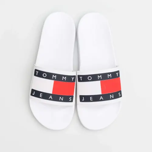 Tommy Jeans   FLAG POOL SLIDE WHITE