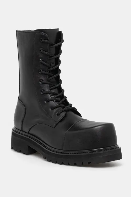 Кожаные полусапоги VETEMENTS Stomp Combat Boot цвет чёрный