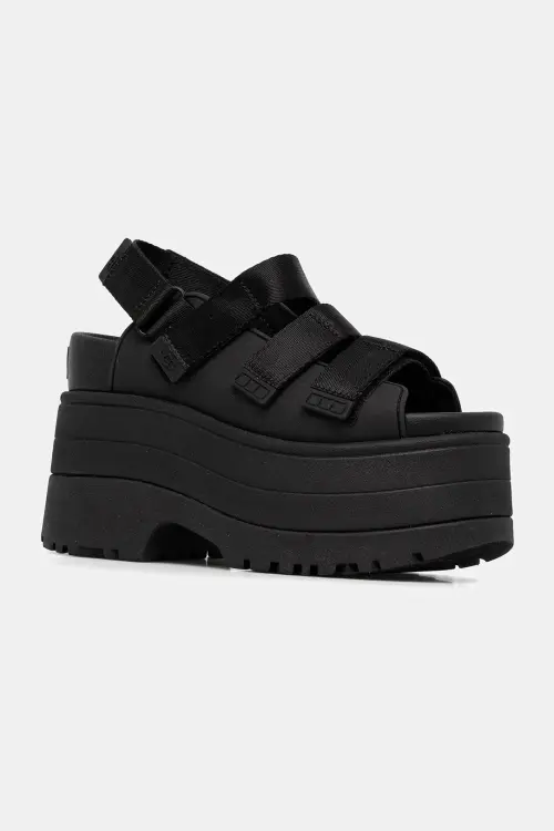 Сандалии UGG Goldenrise женские цвет чёрный каблук кирпичик 1167431-BLK