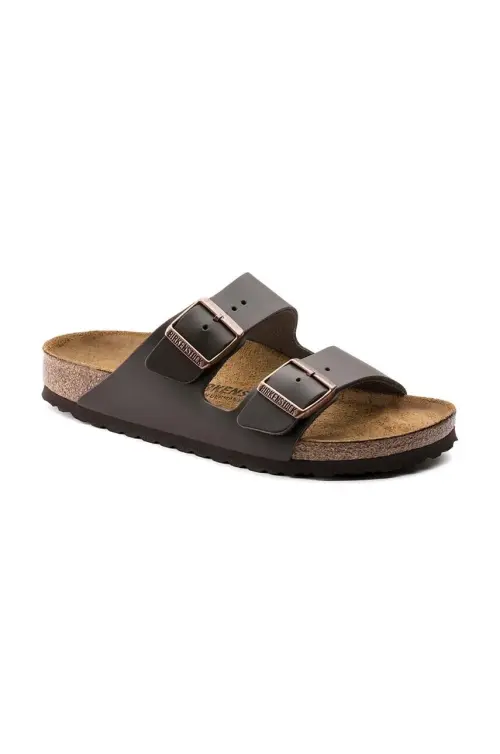 Кожаные шлепанцы Birkenstock Arizona мужские цвет коричневый 51101