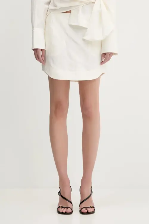Юбка из смесового льна JW Anderson Curved Hem Mini цвет бежевый mini прямая SK0185.PG1690.002