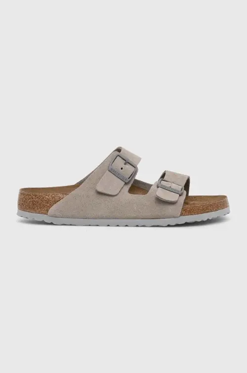 Замшевые шлепанцы Birkenstock Arizona мужские цвет серый 1027749