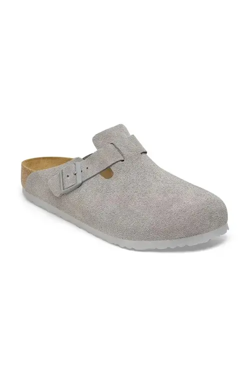 Замшевые шлепанцы Birkenstock Boston LEVE мужской цвет серый 1027688