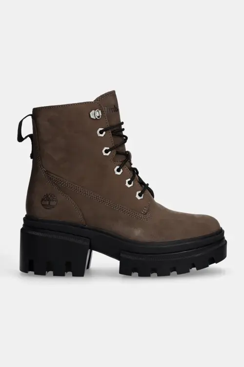 Нубуковые ботинки Timberland Everleigh цвет коричневый каблук кирпичик TB0A2EGSEM51
