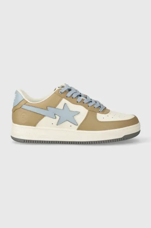 Кожаные кроссовки A Bathing Ape Bape Sta #4 M1 цвет бежевый 1J30191011