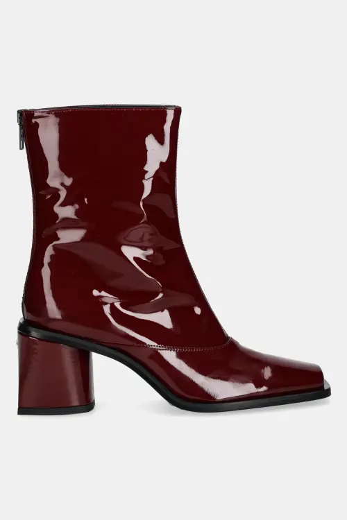 Кожаные полусапожки Kenzo Kimi Ankle Boots цвет бордовый каблук кирпичик FF62BT120L69.22