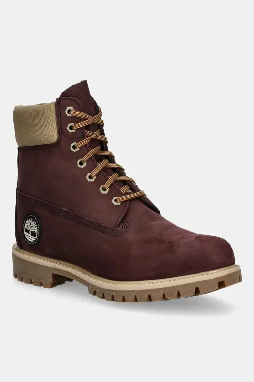 Ботинки из нубука Timberland Premium 6 цвет бордовый