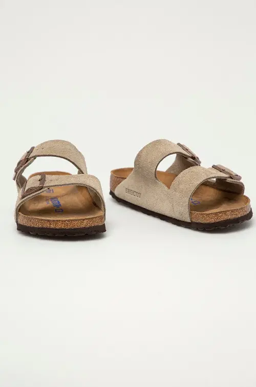 Замшевые шлепанцы Birkenstock Arizona мужские цвет серый 951301