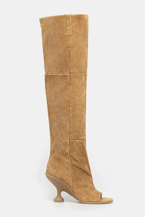 Замшевые сапоги Naked Wolfe KIND цвет коричневый каблук кирпичик Kind.Cow.Suede.Camel