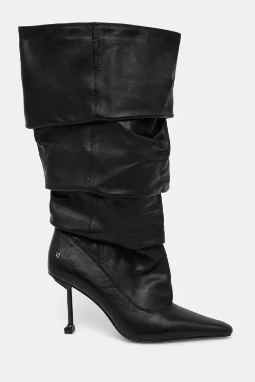 Кожаные сапоги Naked Wolfe Vern женские цвет чёрный на шпильке Vern Nappa Prince Leather Black