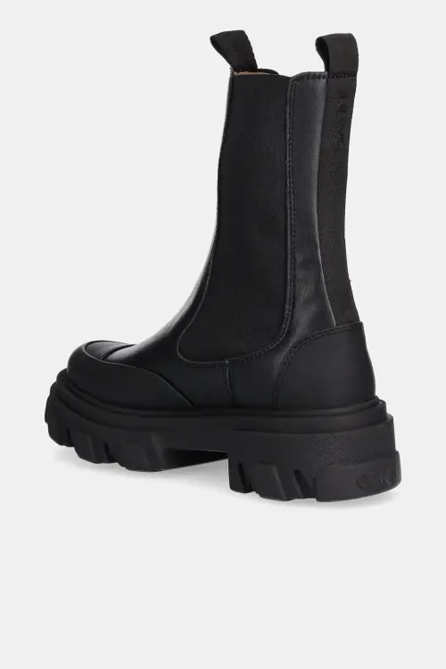 Ботинки GANNI Cleated Low Chelsea Boot цвет чёрный на плоском ходу