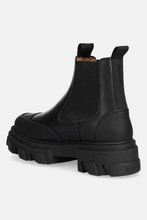 Ботинки GANNI Cleated Low Chelsea Boot цвет чёрный на плоском ходу