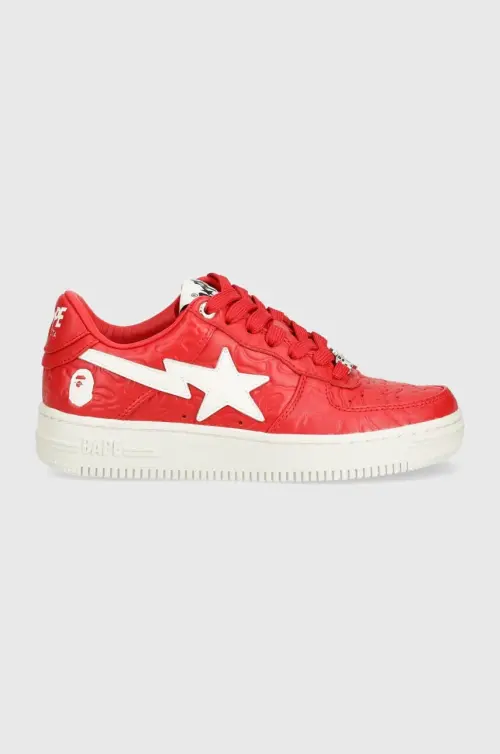 Кожаные кроссовки A Bathing Ape Bape Sta #3 L цвет красный 1J80291052