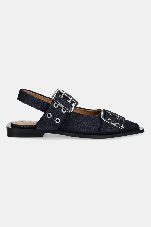 Балетки GANNI Feminine Buckle Ballerina Denim цвет синий открытая пятка