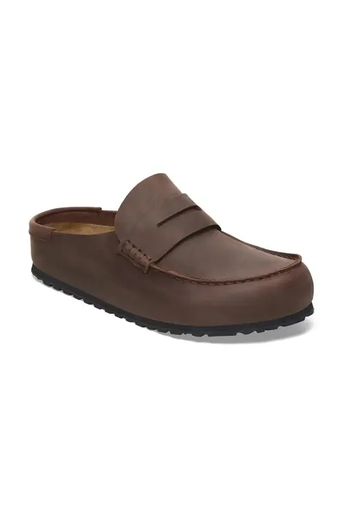 Кожаные шлепанцы Birkenstock Naples Wrapped LEOI мужской цвет коричневый 1029617
