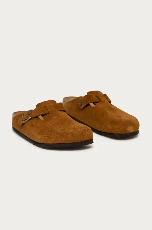 Кожаные шлепанцы Birkenstock мужские цвет коричневый