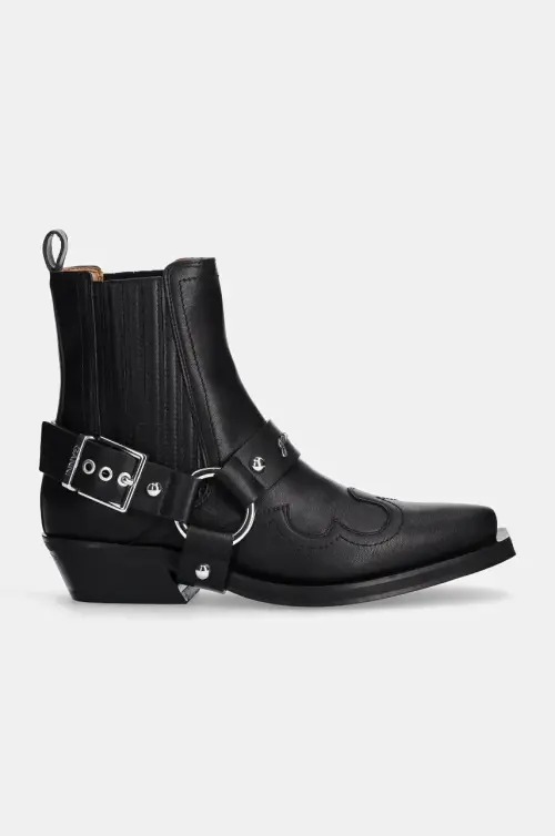 Полусапоги GANNI Fitted Chelsea Western Boot женские цвет чёрный каблук кирпичик S2744
