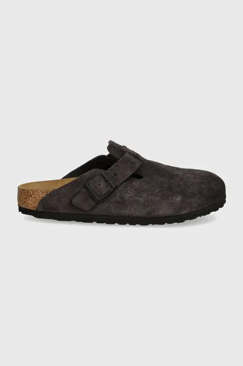 Замшевые шлепанцы Birkenstock Boston женские цвет серый 1028552