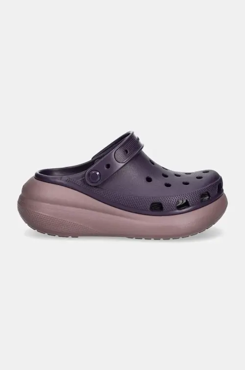 Шлепанцы Crocs Classic Crush Clog женские цвет фиолетовый на платформе 207521