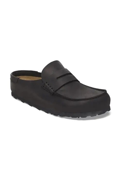 Кожаные шлепанцы Birkenstock Naples Wrapped LEOI цвет чёрный 1029711
