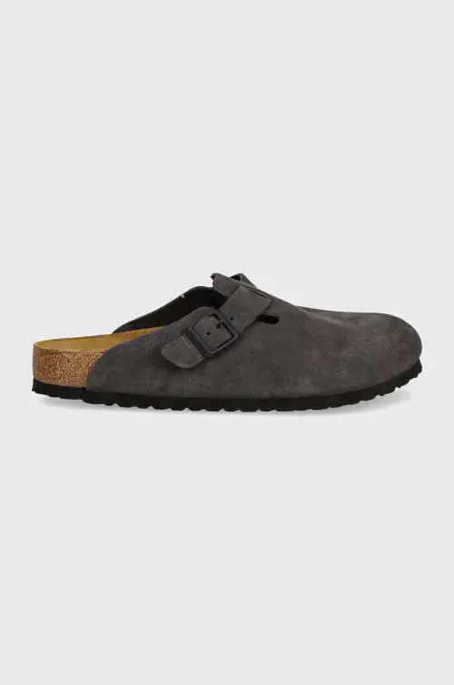 Замшевые шлепанцы Birkenstock Boston цвет серый 1028602