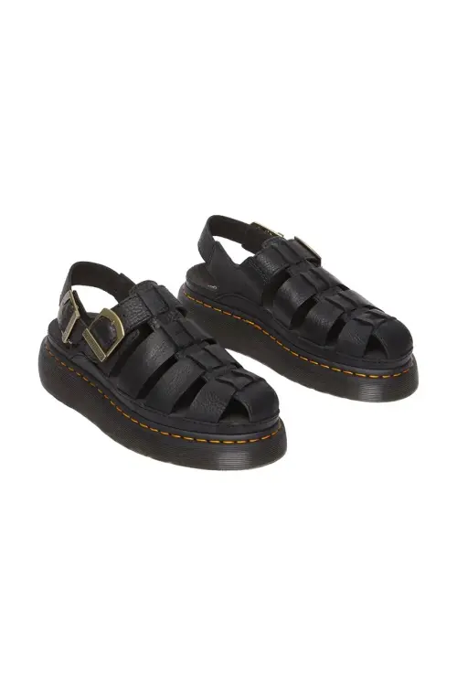 Кожаные сандалии Dr. Martens Wrenlie женские цвет чёрный на платформе DM31524001