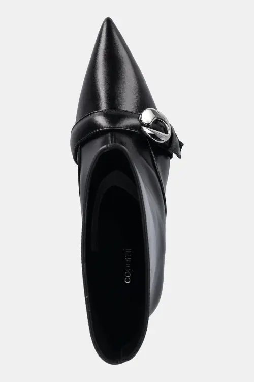 Кожаные полусапожки Coperni Ankle Heeled Belt Boots цвет чёрный на шпильке