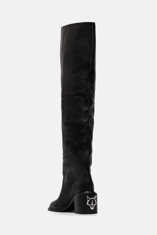 Кожаные сапоги Naked Wolfe Nature цвет чёрный каблук кирпичик Nature Nappa Prince Leather Black