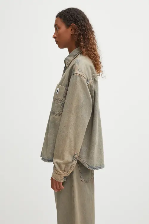 Джинсовая рубашка Carhartt WIP W' Georgia цвет бежевый relaxed классический воротник I035823.3FUGD