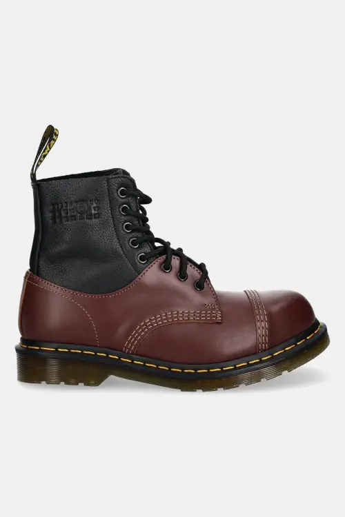 Кожаные полусапожки MM6 Maison Margiela MM6 Maison Margiela x Dr. Martens женские цвет бордовый на плоском ходу S66WU0125.P8029