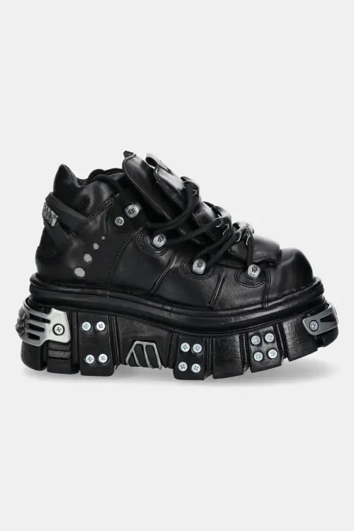 Кожаные кроссовки New Rock ITALI NEGRO+ NOMADA NEGRO+ TOWER NEGRO E14 цвет чёрный M.106.S70