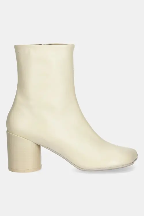 Кожаные полусапожки MM6 Maison Margiela женские цвет бежевый каблук кирпичик S59WU0235.P3628