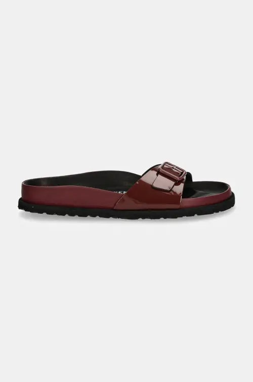 Кожаные шлепанцы Birkenstock 1774 Madrid Shiny Patent Leather женские цвет бордовый 1028659