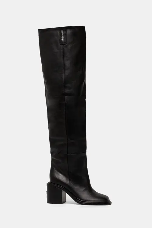 Кожаные сапоги Naked Wolfe Nature цвет чёрный каблук кирпичик Nature Nappa Prince Leather Black
