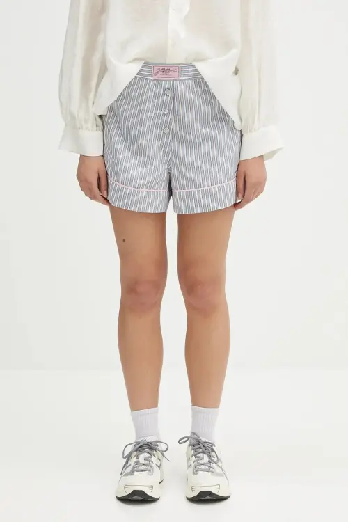 Шорты GANNI Yarn Dyed Stripe Elasticated узор высокая посадка