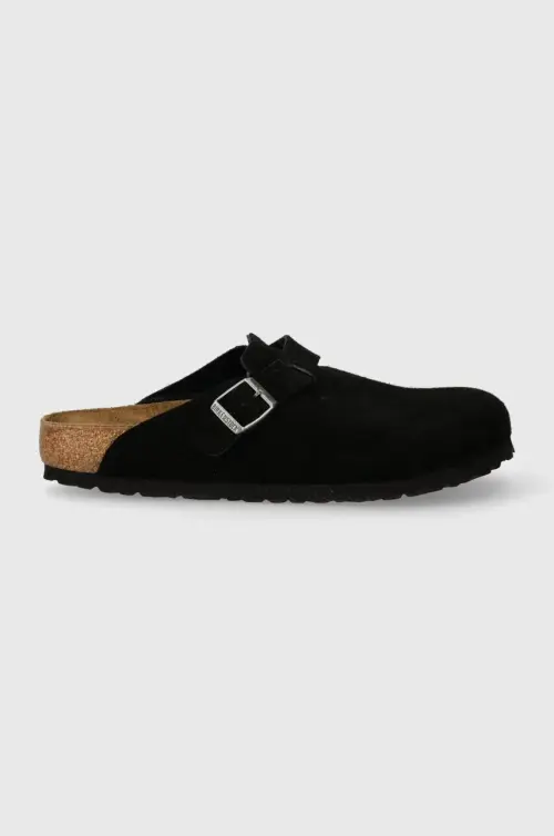 Замшевые шлепанцы Birkenstock Boston мужские цвет чёрный 1027142