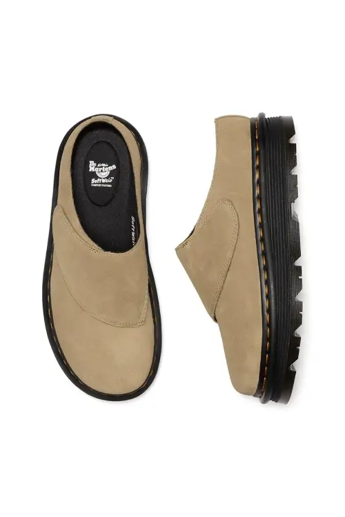 Замшевые шлепанцы Dr. Martens ZebZag AnyWair Mule цвет бежевый